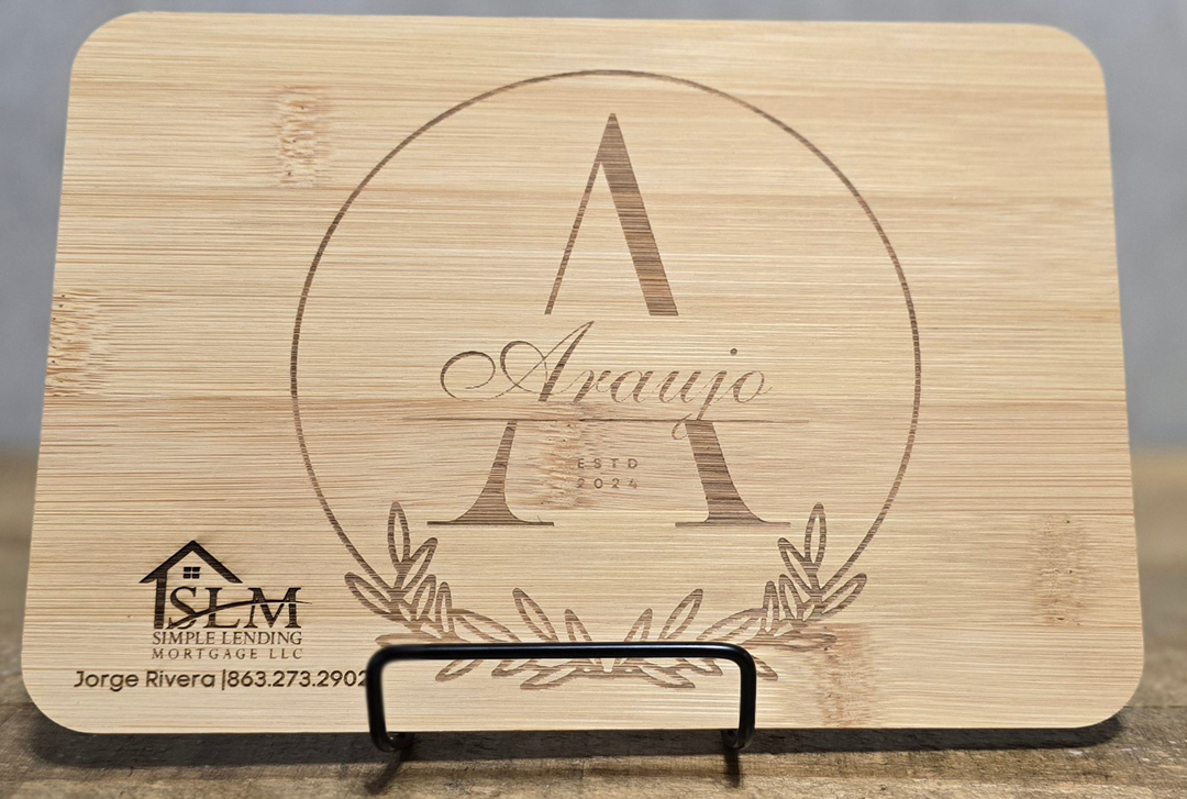 Bamboo Cutting Board with Display Easel